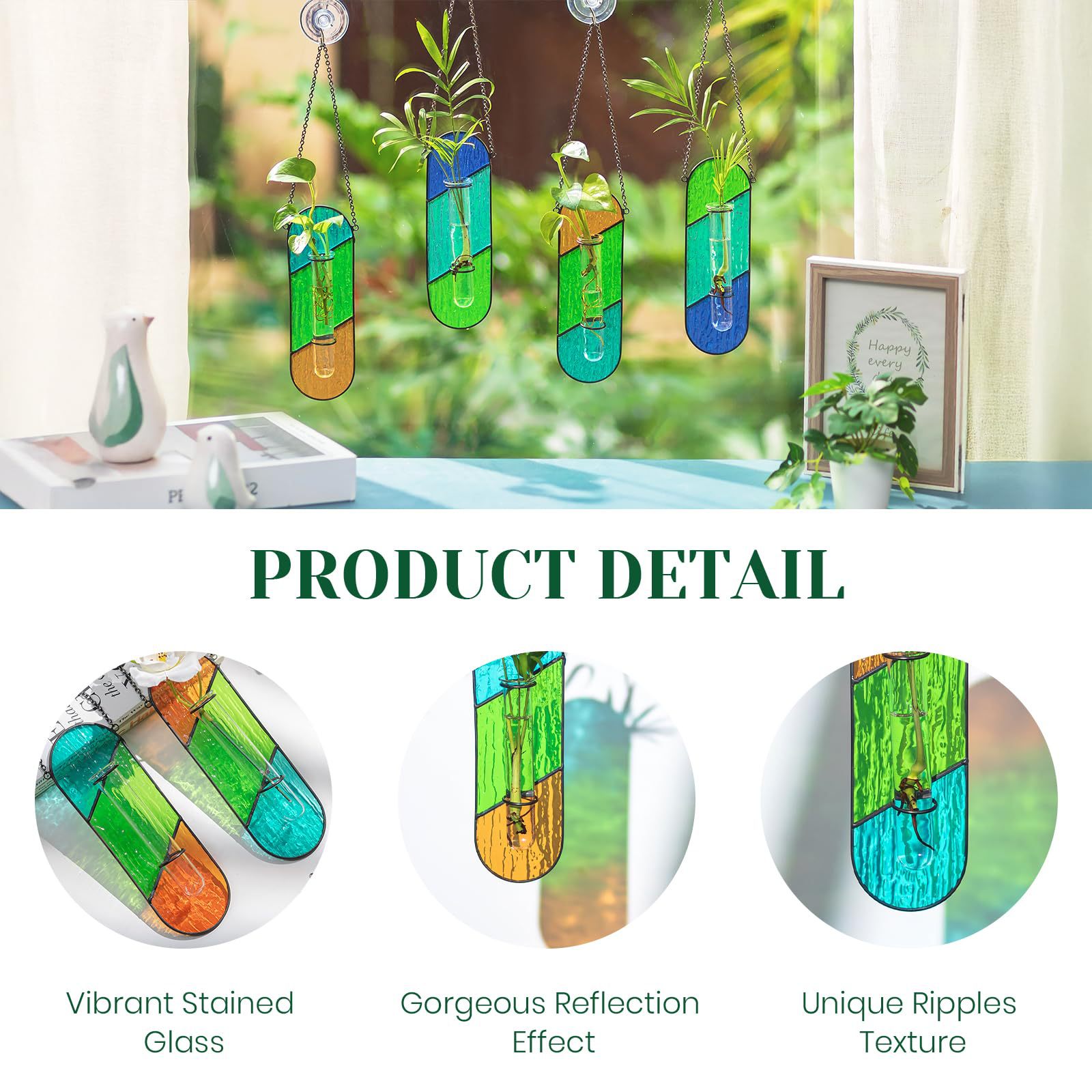 Handcrafted Colored Glass Hydroponic Test Tube Vase - Creative Indoor view 3