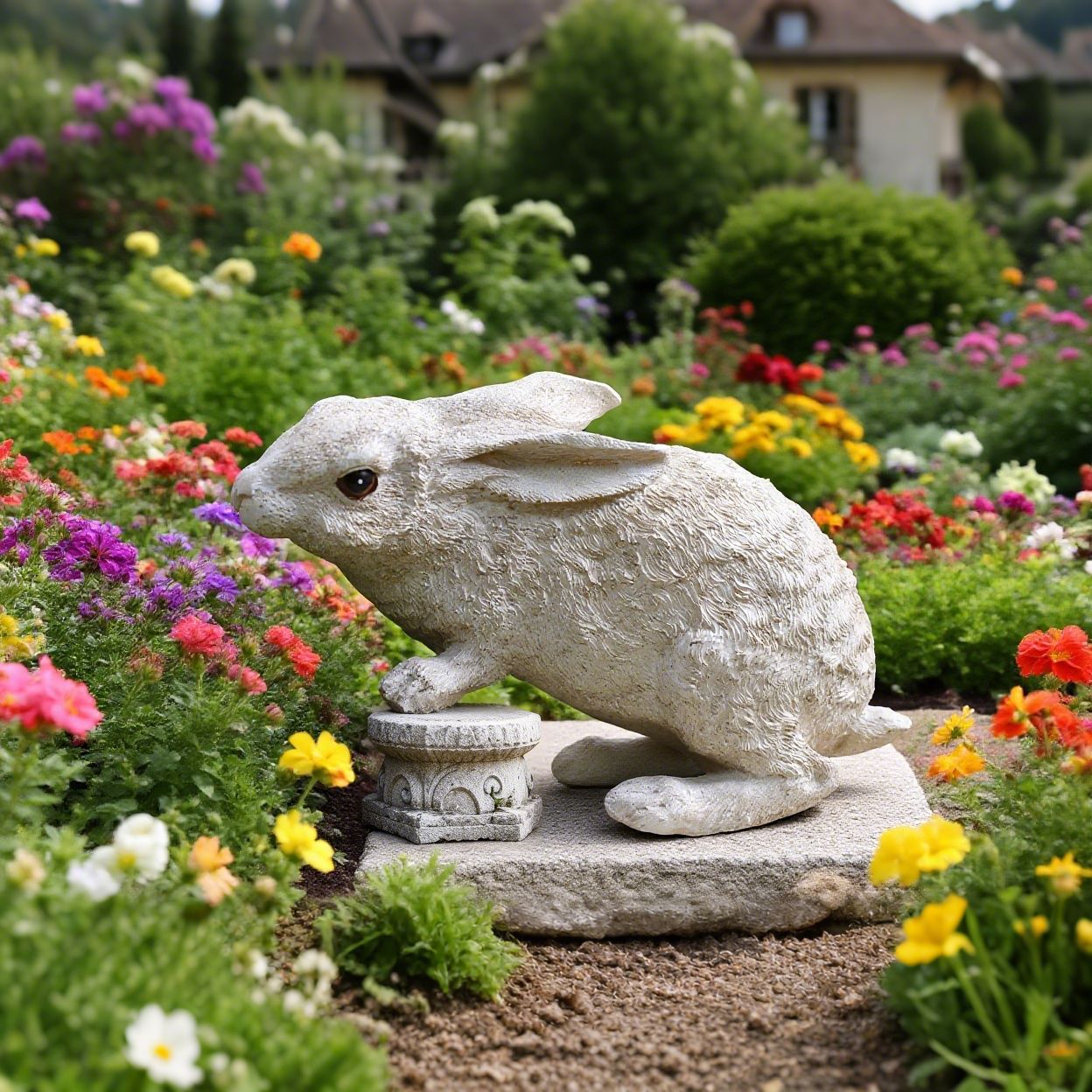 Weather-Resistant Resin Rabbit Garden Statue - Lifelike Animal Decorative view 2