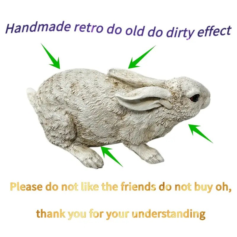 Weather-Resistant Resin Rabbit Garden Statue - Lifelike Animal Decorative view 3