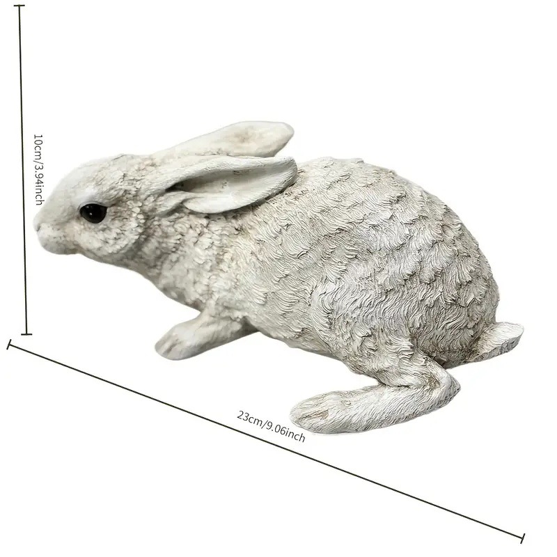 Weather-Resistant Resin Rabbit Garden Statue - Lifelike Animal Decorative view 4