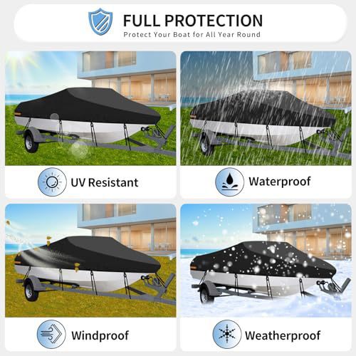Black Heavy-Duty V-Hull Shield for 14 to 16 FT Yachts - All-Weather Water view 4