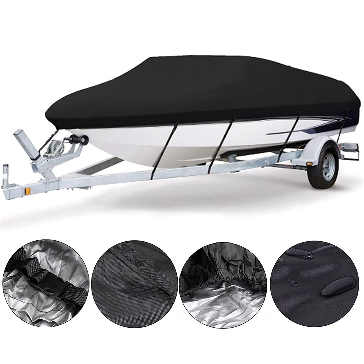 Black Heavy-Duty V-Hull Shield for 17 to 19 FT Yachts - All-Weather Water