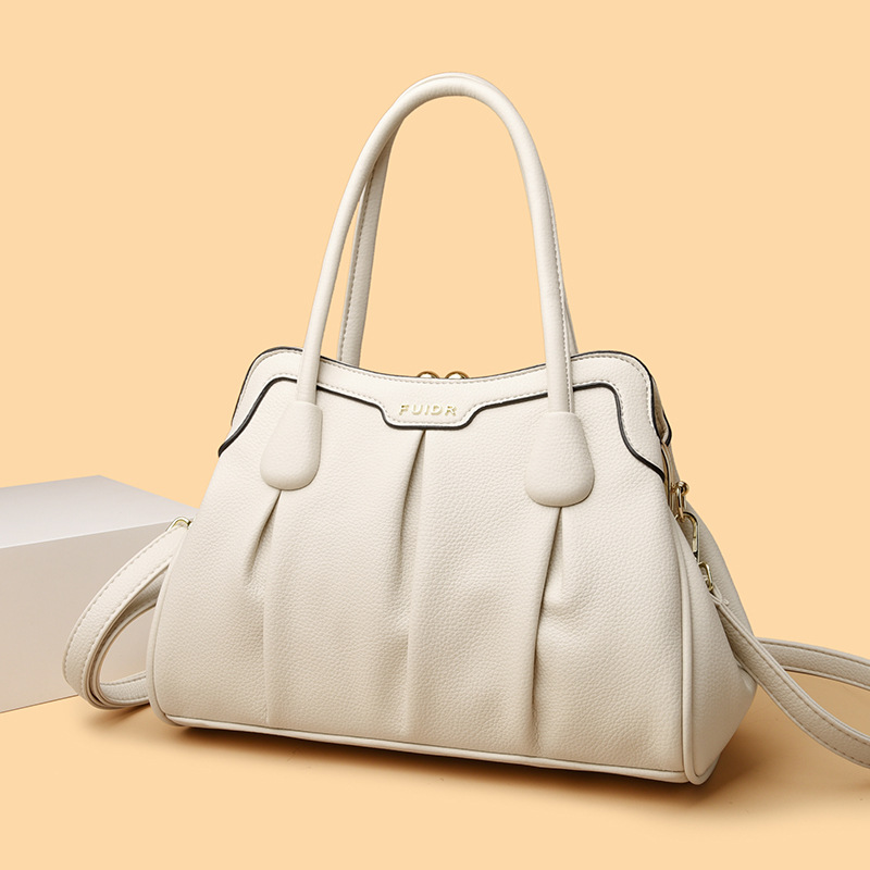 White Women's Premium Wear-Resistant Leather Shoulder Bag - Vintage Frame