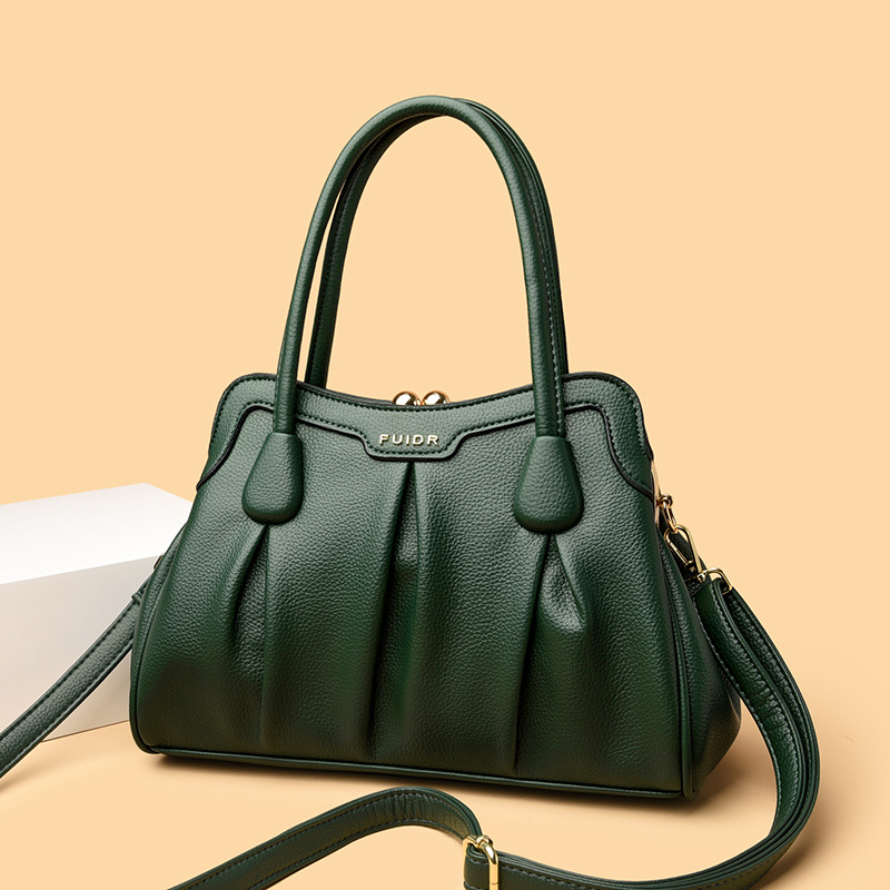 Green Women's Premium Wear-Resistant Leather Shoulder Bag - Vintage Frame