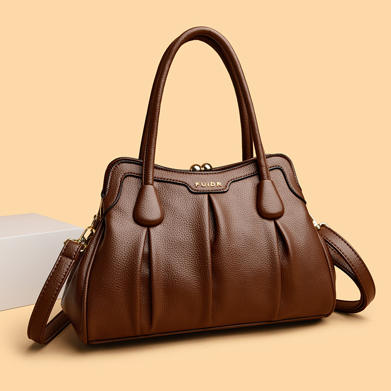 Brown Women's Premium Wear-Resistant Leather Shoulder Bag - Vintage Frame