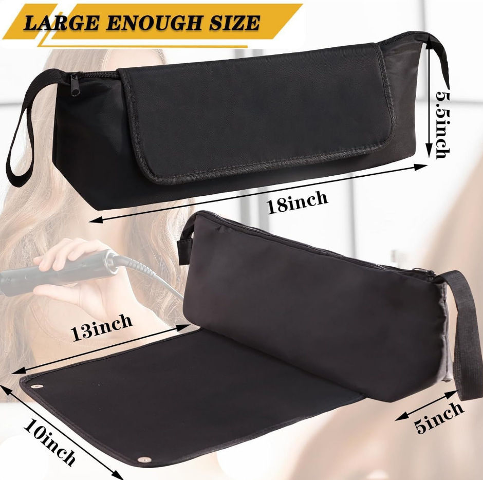 Pink Premium Insulated Roll-Up Travel Case for Hair Styling Tools & Blow view 3
