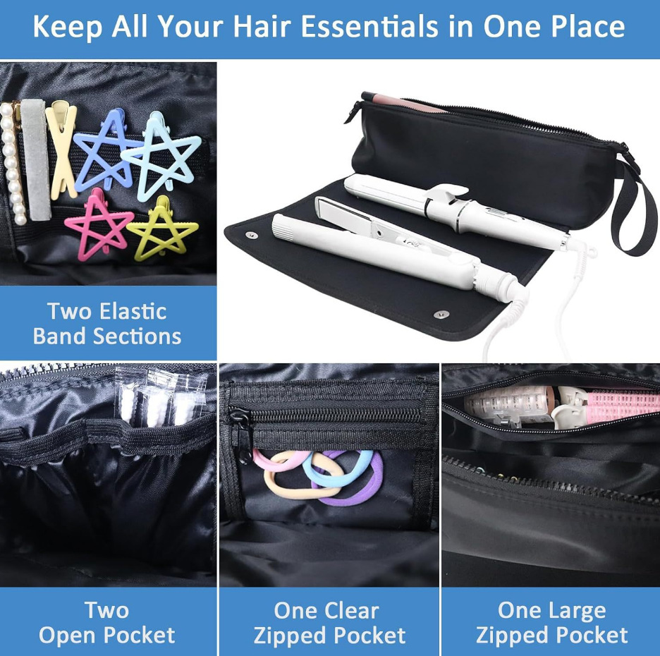 Purple Premium Insulated Roll-Up Travel Case for Hair Styling Tools & Blow view 5