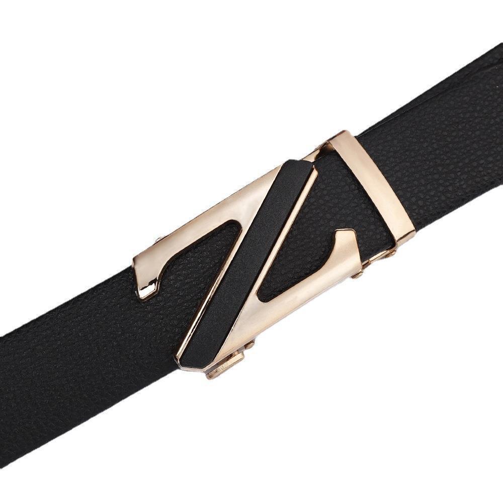 Men's Fashionable Z Style Sliver Automatic Buckle Sleek Business Suit Belt view 2