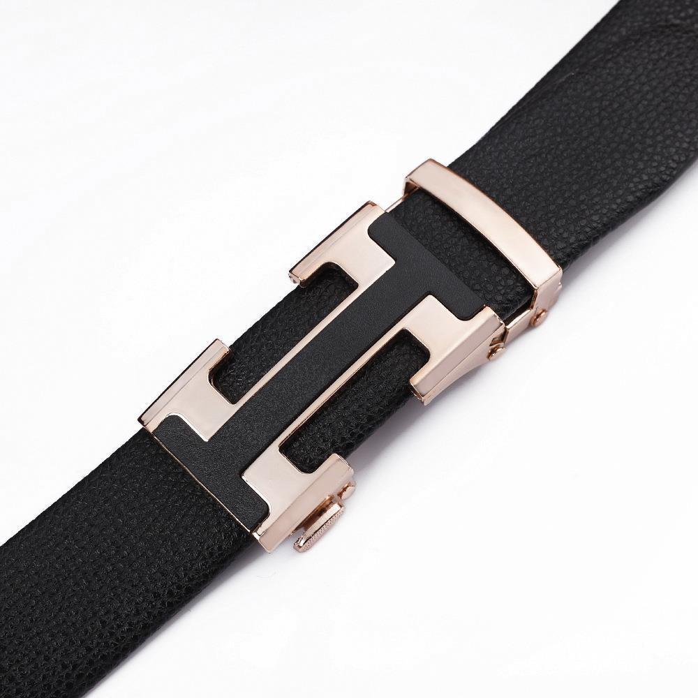 Men's Fashionable I Style Sliver Automatic Buckle Sleek Business Suit Belt view 2