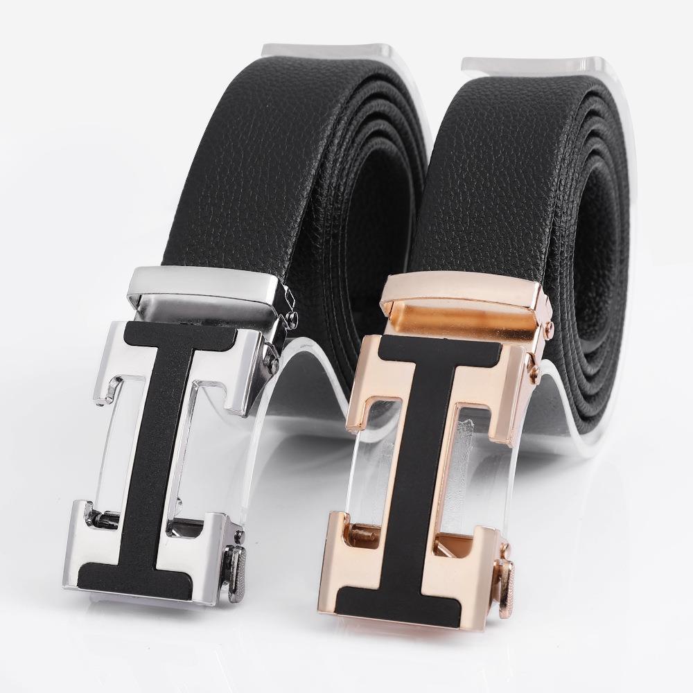 Men's Fashionable I Style Sliver Automatic Buckle Sleek Business Suit Belt view 3