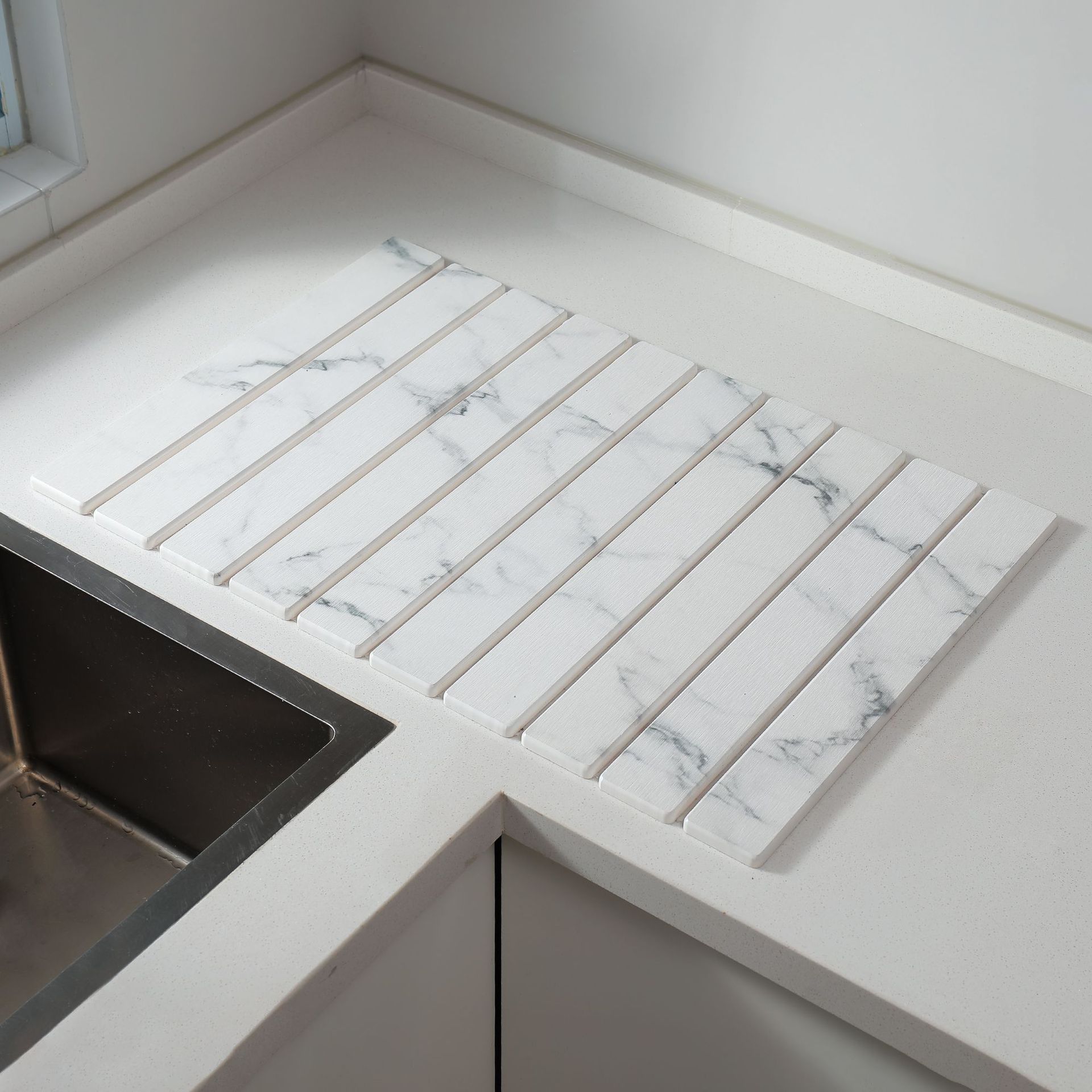 30x40cm Foldable Marble Pattern Kitchen Dish Drainer(Style 1)