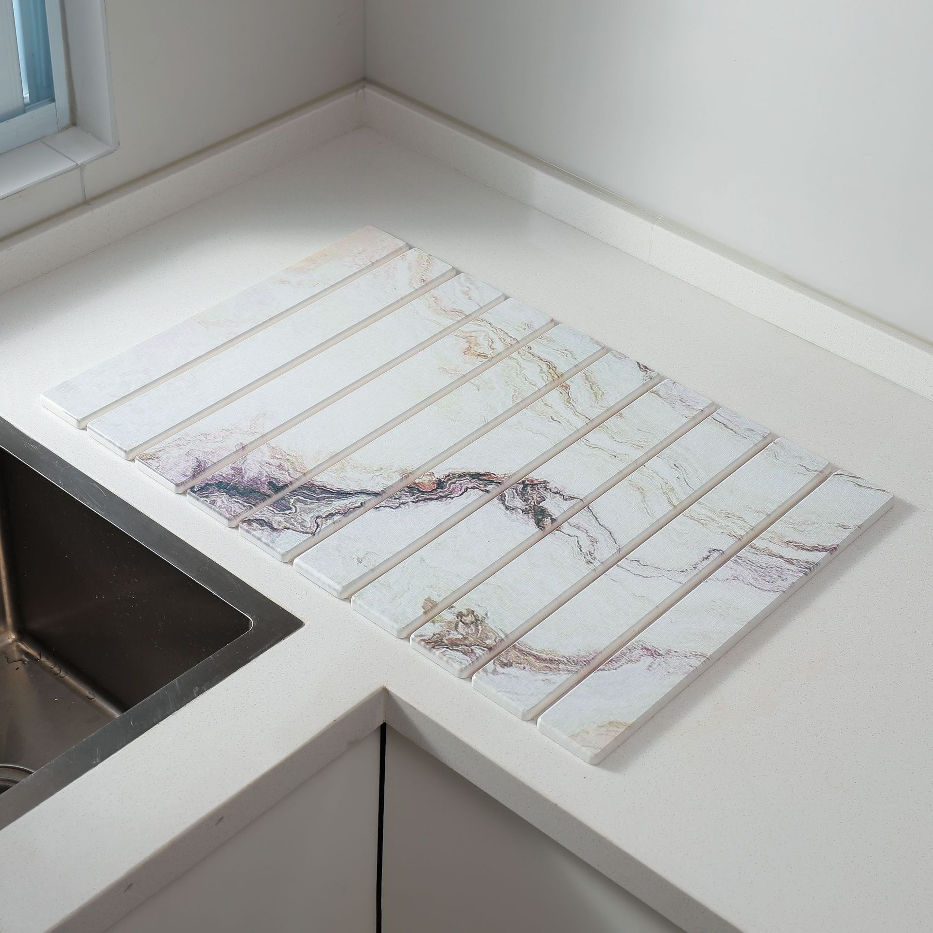 30x40cm Foldable Marble Pattern Kitchen Dish Drainer(Style 2)