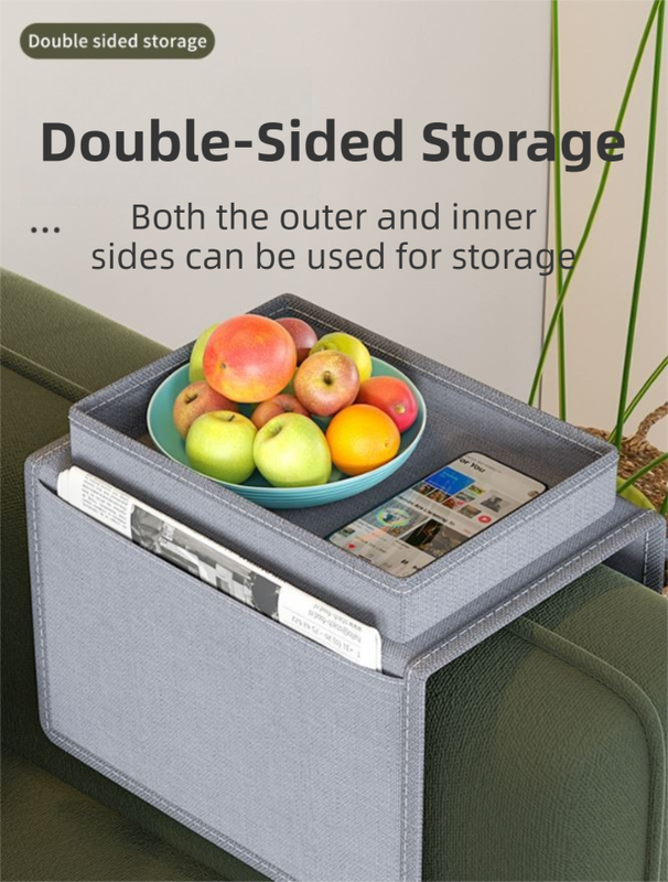 Beige Foldable Sofa Armrest Organizer With 3-Zones - 20kg Load Capacity view 2