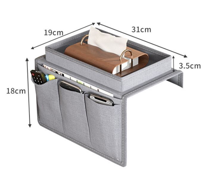 Grey Foldable Sofa Armrest Organizer With 3-Zones - 20kg Load Capacity view 7