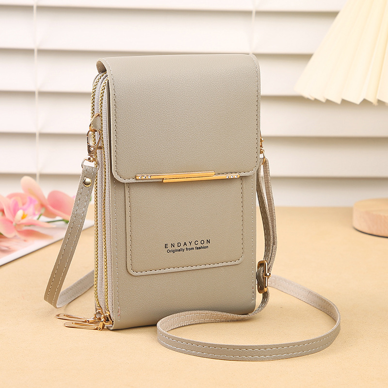 Grey Touch Screen Crossbody Phone Bag for Women Small Shoulder Purse with Dual