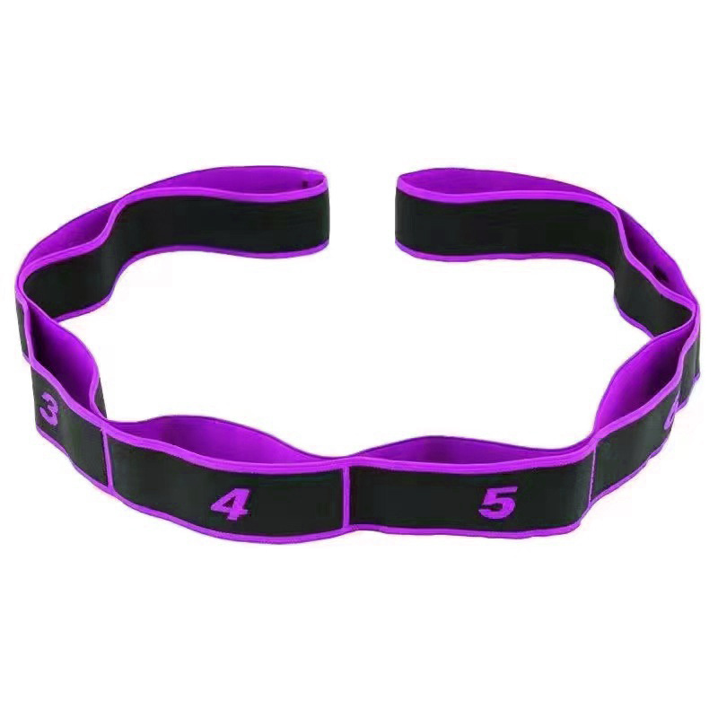 Purple 3 Pack Multi-Loop Yoga Stretching Strap with Numbered Sections 90cm