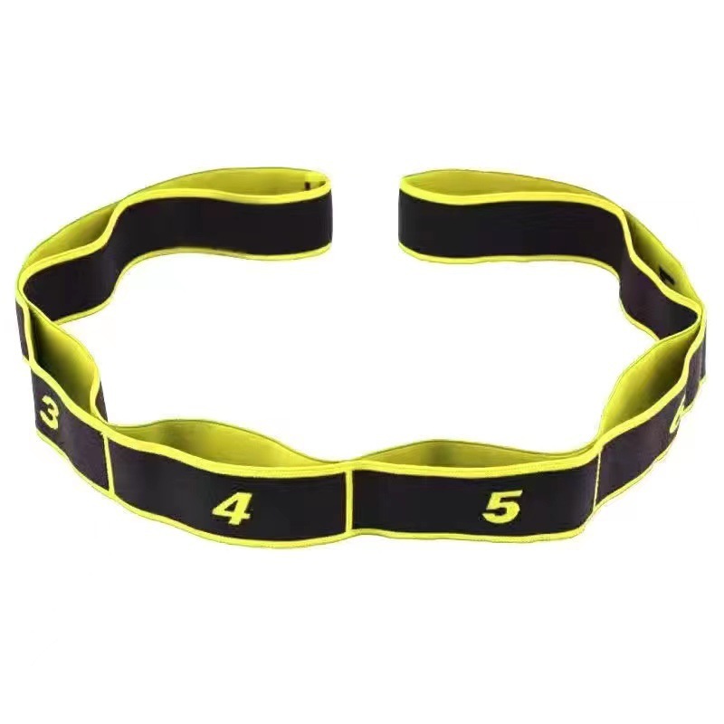 Yellow 3 Pack Multi-Loop Yoga Stretching Strap with Numbered Sections 90cm