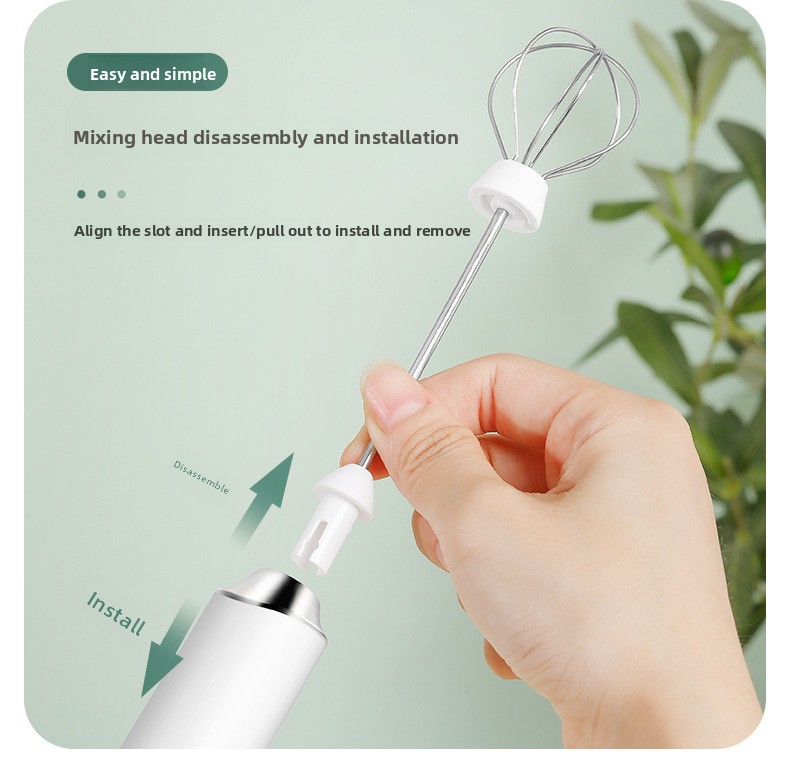 Black Rechargeable Handheld Milk Frother and Electric Whisk Set 3 Speeds with view 2