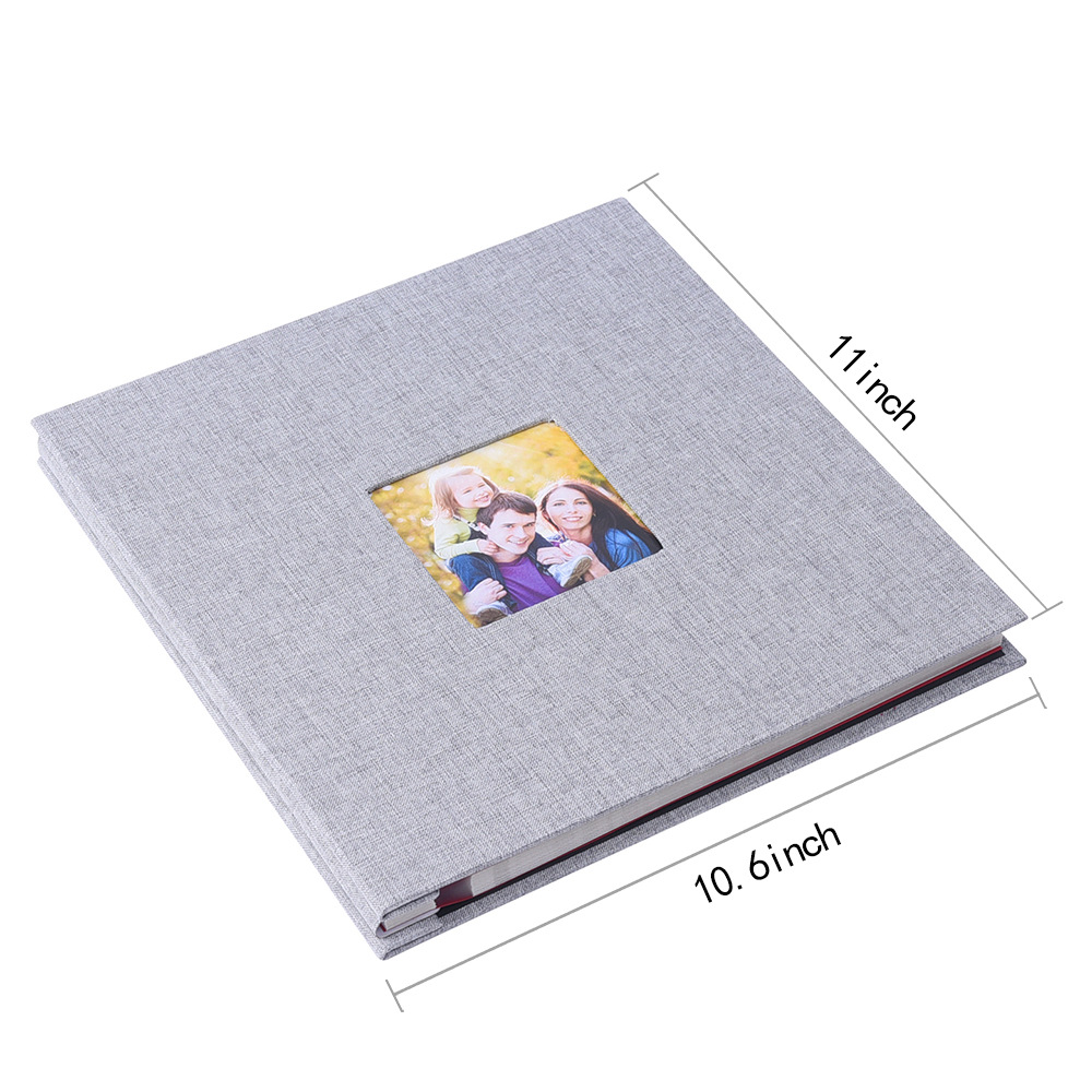 Orange Linen Self-Adhesive Photo Album DIY Scrapbook with Cover Window 11x10.6 view 4
