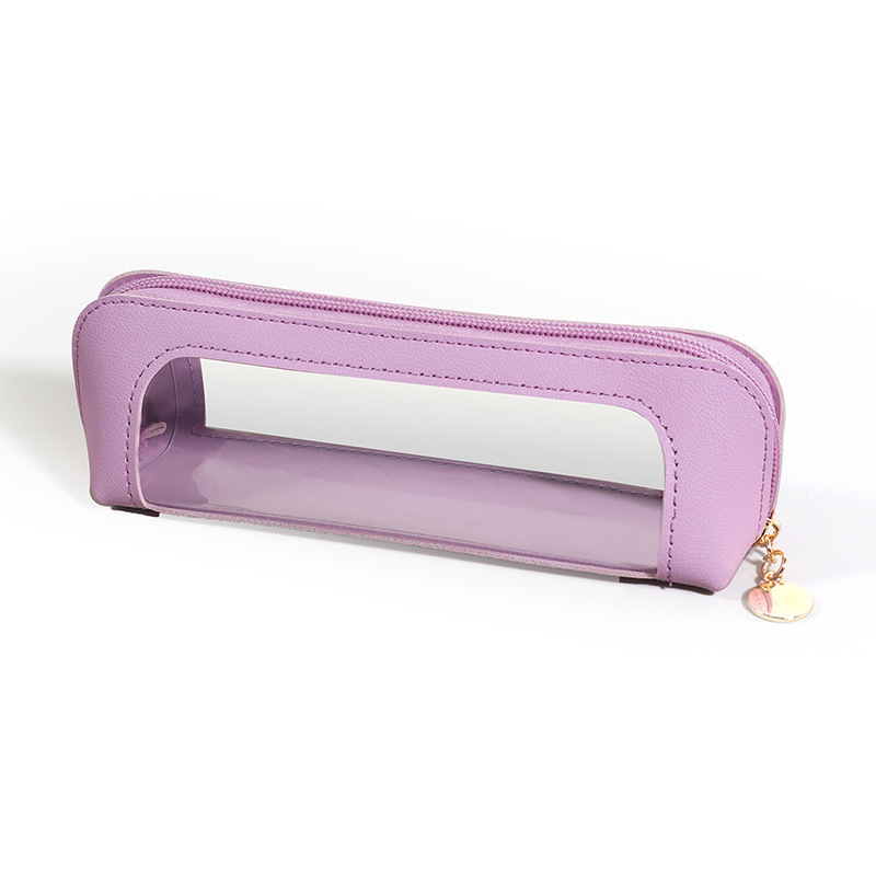 2-Pcs Purple Transparent Makeup Brush Case – Portable Zippered Cosmetic Pouch