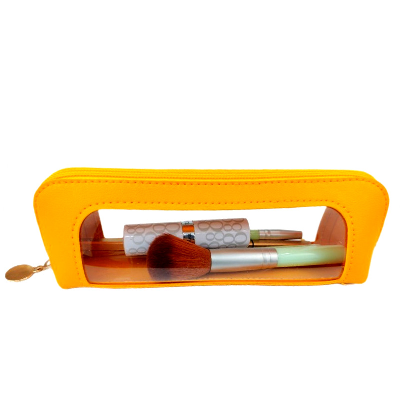 2-Pcs Yellow Transparent Makeup Brush Case – Portable Zippered Cosmetic Pouch