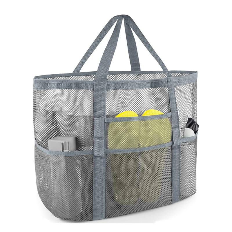 2-PCS Grey Mesh Beach Tote Bag – Large Capacity Swim Gear Organizer with