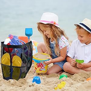 2-PCS Pink Mesh Beach Tote Bag – Large Capacity Swim Gear Organizer with view 3