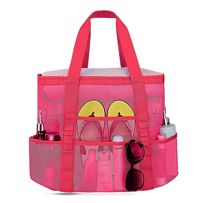 2-PCS Rose red Mesh Beach Tote Bag – Large Capacity Swim Gear Organizer with
