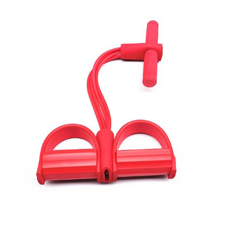 Red Home Multi-Function Foot Pedal Resistance Trainer – 4-Strand Elastic Pull