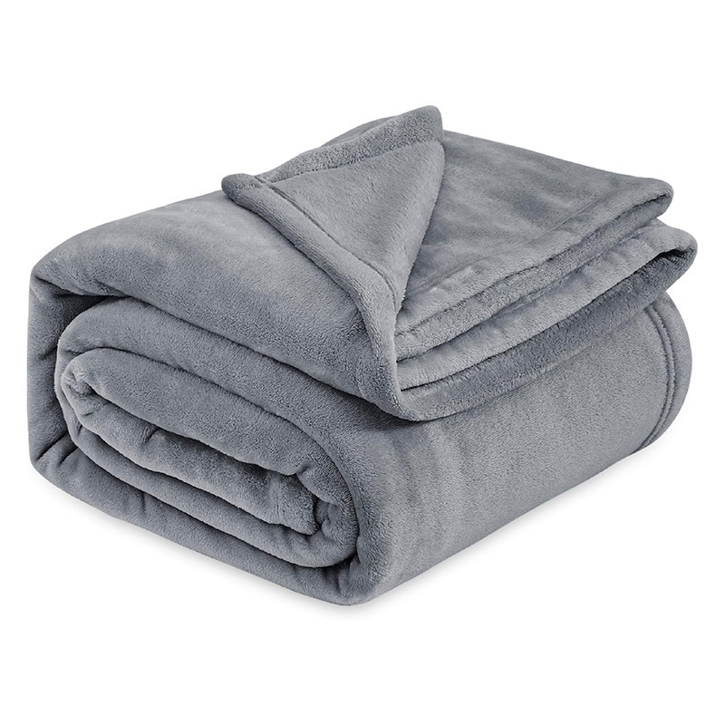 Grey Ultra-Soft Coral Fleece Blanket – Lightweight Summer Throw for Office Naps