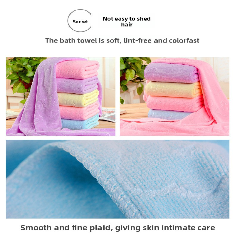 2-Pack Pink Embossed Microfiber Bear Bath Towels – 70 x 140 cm view 3
