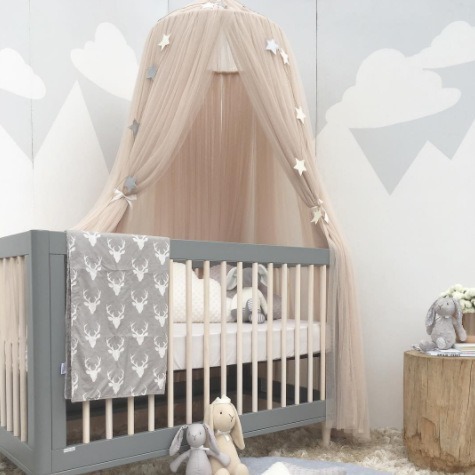 Khaki Nordic Style 7-Layer Tulle Bed Canopy 300cm Extra Long 60cm Dome for view 2