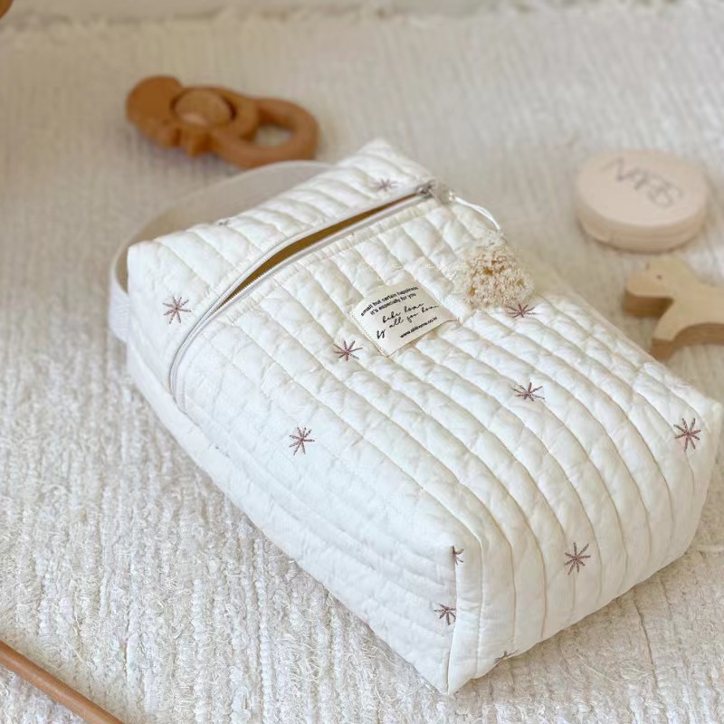 Stars Quilted Nappy Storage Bag Portable Diaper Organizer Mommy Travel Pouch