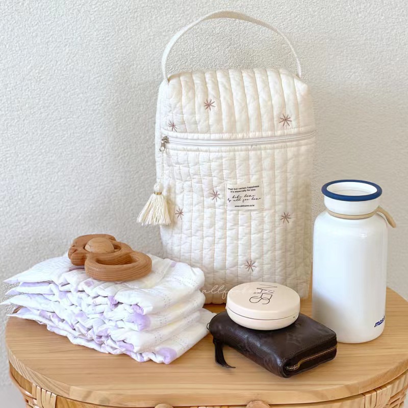 Stars Quilted Nappy Storage Bag Portable Diaper Organizer Mommy Travel Pouch view 2