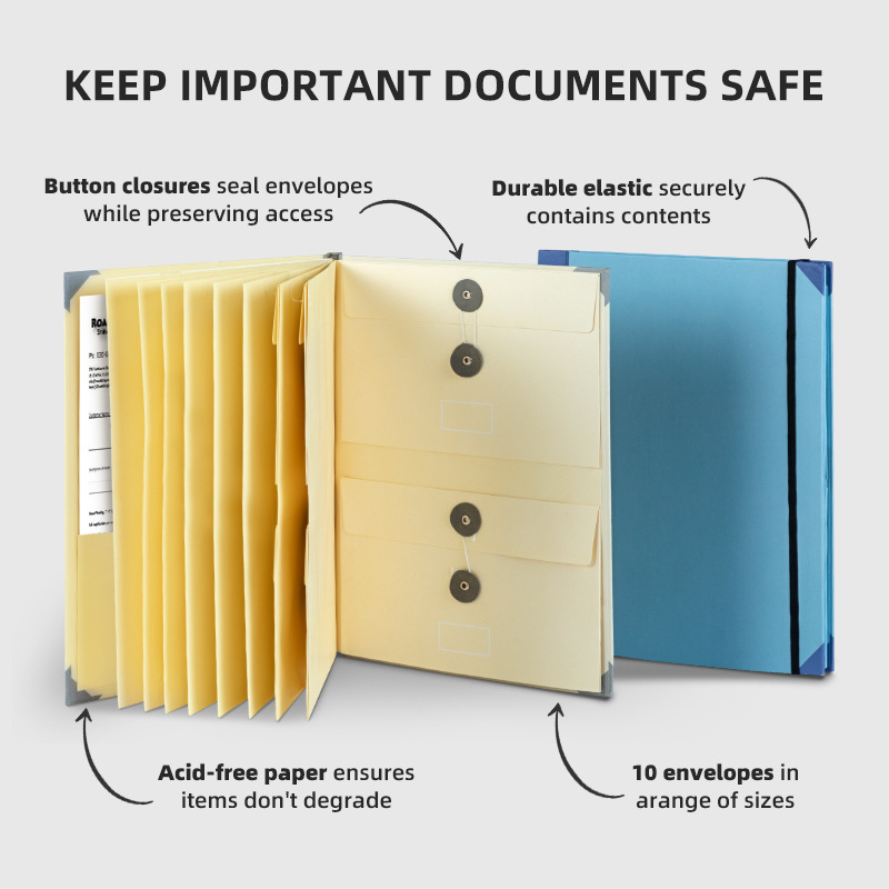 Pink Important Document Organizer Folder with 10 Manila Envelopes and view 3