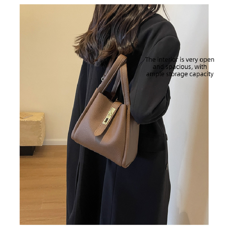 Beige Retro 2-Piece Women's Bucket Bag Set with Removable Inner Pouch PU view 3