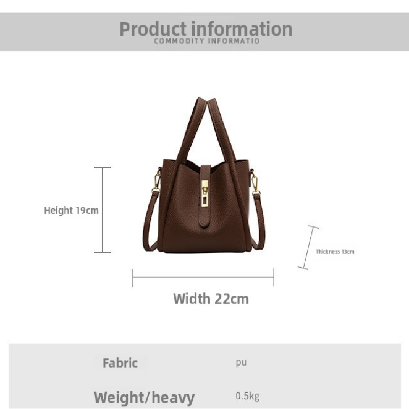 Coffee color Retro 2-Piece Women's Bucket Bag Set with Removable Inner Pouch view 7