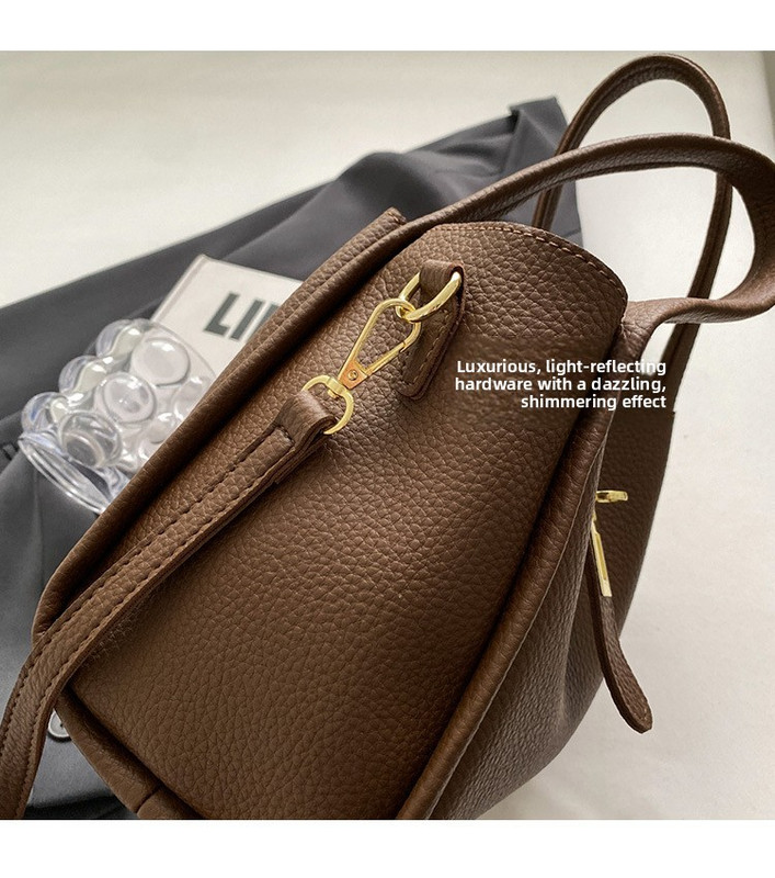 Brown Retro 2-Piece Women's Bucket Bag Set with Removable Inner Pouch PU view 4