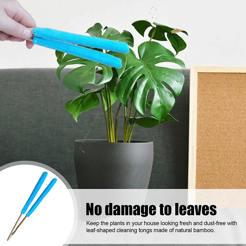 Green 3 Pack Microfiber Plant Leaf Cleaning Tongs with Removable Sleeves and view 2