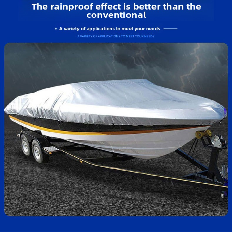 Black Heavy Duty Waterproof V-Hull Boat Cover 11-13FT Marine Grade Outdoor UV view 2
