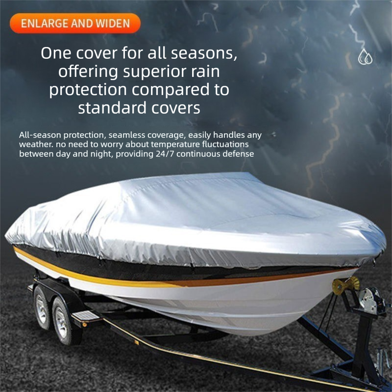 Black Heavy Duty Waterproof V-Hull Boat Cover 11-13FT Marine Grade Outdoor UV view 3