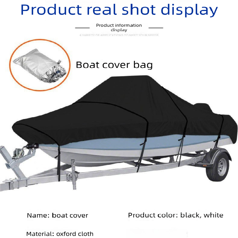 Black Heavy Duty Waterproof V-Hull Boat Cover 11-13FT Marine Grade Outdoor UV view 5