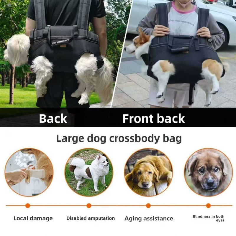 Black Multi-Functional Dog Carrier Backpack and Lift Harness for Hiking and view 2