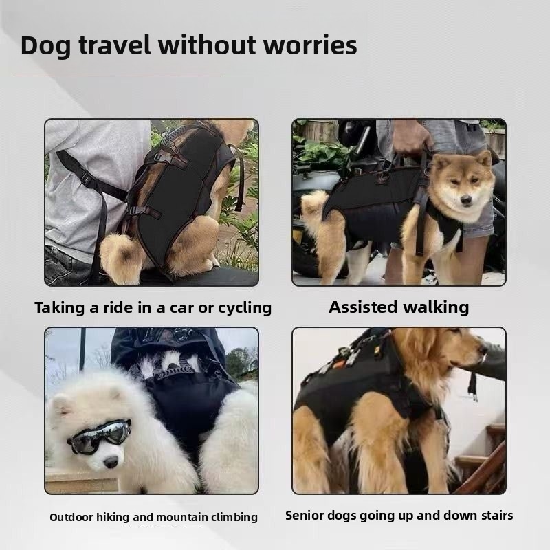 Black Multi-Functional Dog Carrier Backpack and Lift Harness for Hiking and view 3