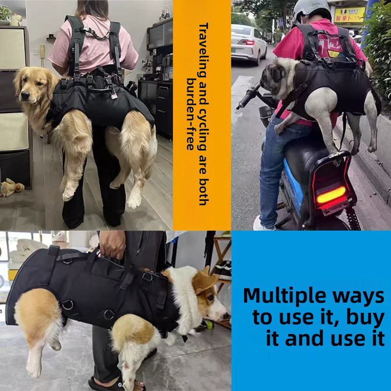 Black Multi-Functional Dog Carrier Backpack and Lift Harness for Hiking and view 4