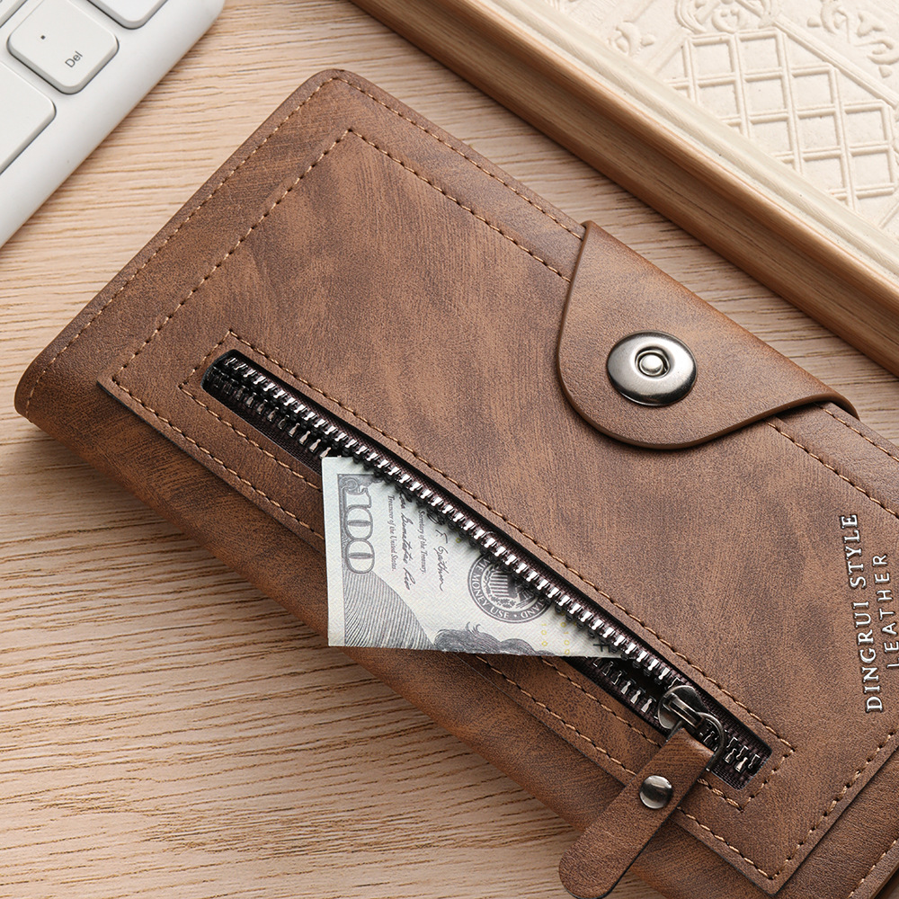 Dark coffee Vintage Men's Long Wallet Slim PU Leather Clutch with Multi Card view 3
