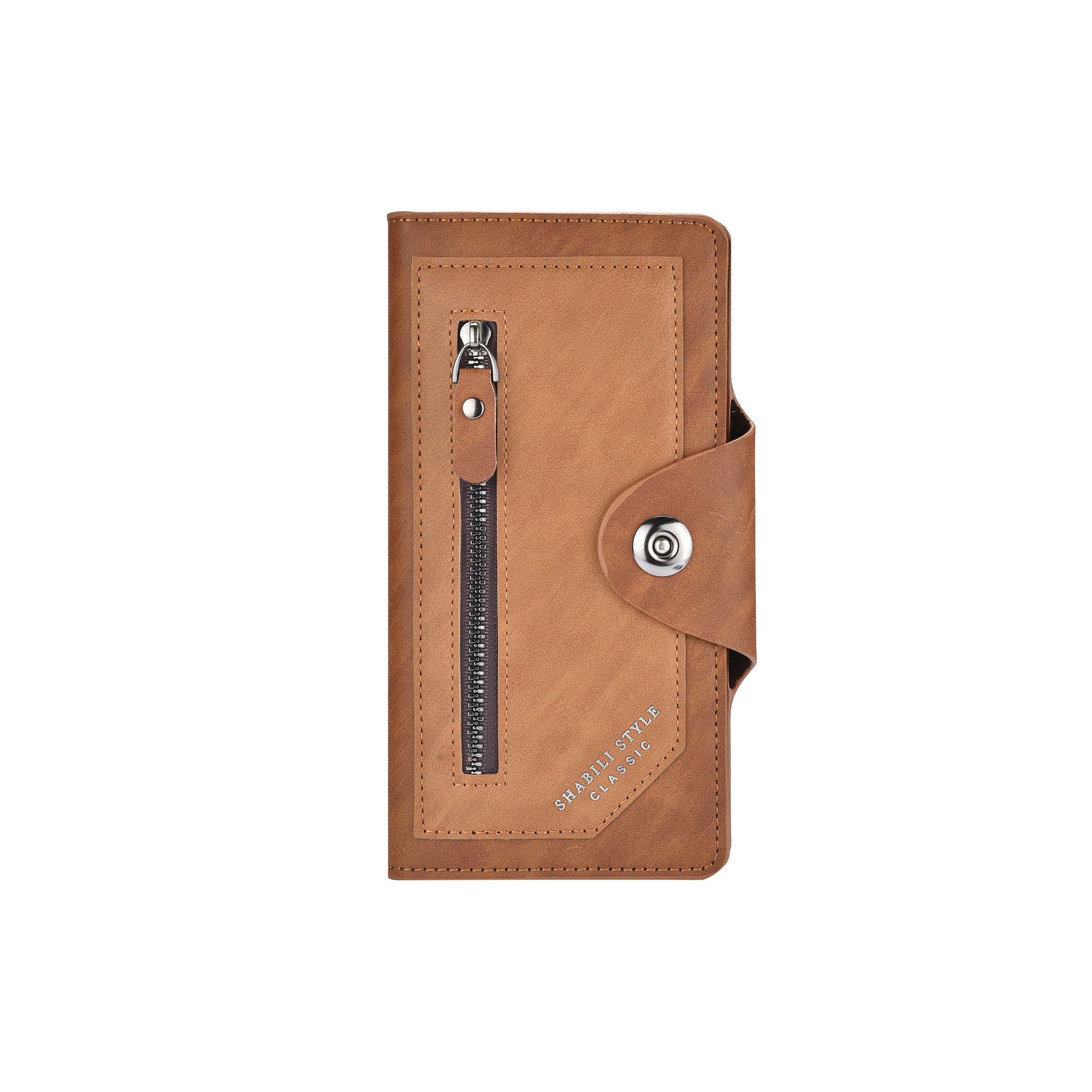 Light coffee Vintage Men's Long Wallet Slim PU Leather Clutch with Multi Card