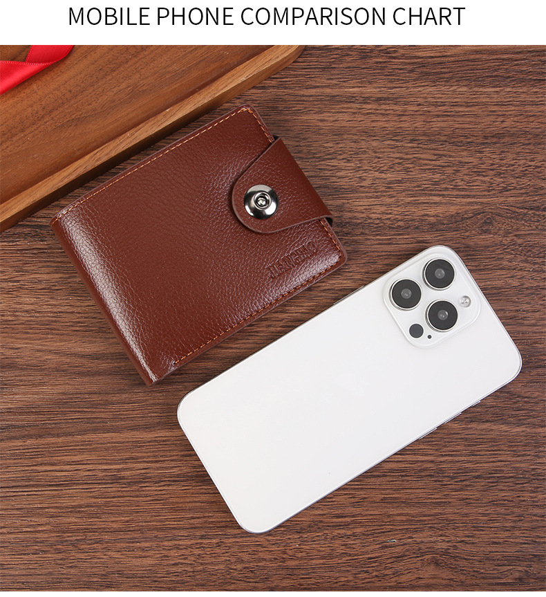Black Men's PU Leather Wallet with Magnetic Clasp and Zipper Pocket for Cards view 4