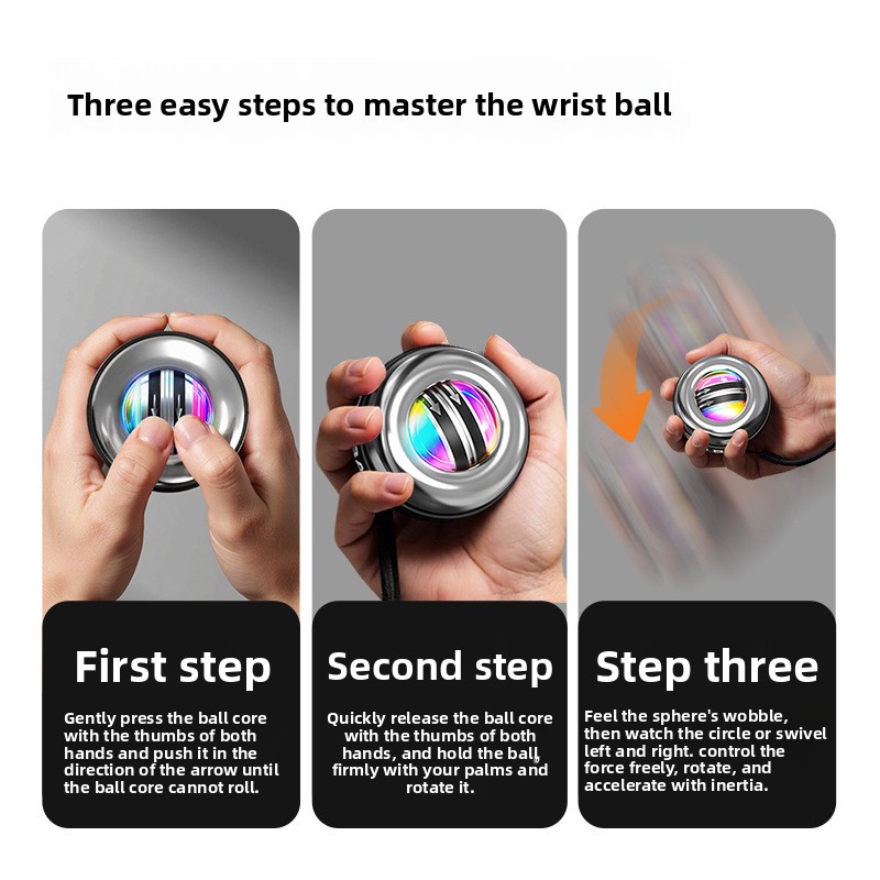 Blue LED Gyro Ball Wrist Power Trainer with Digital Counter and Auto-Start view 4