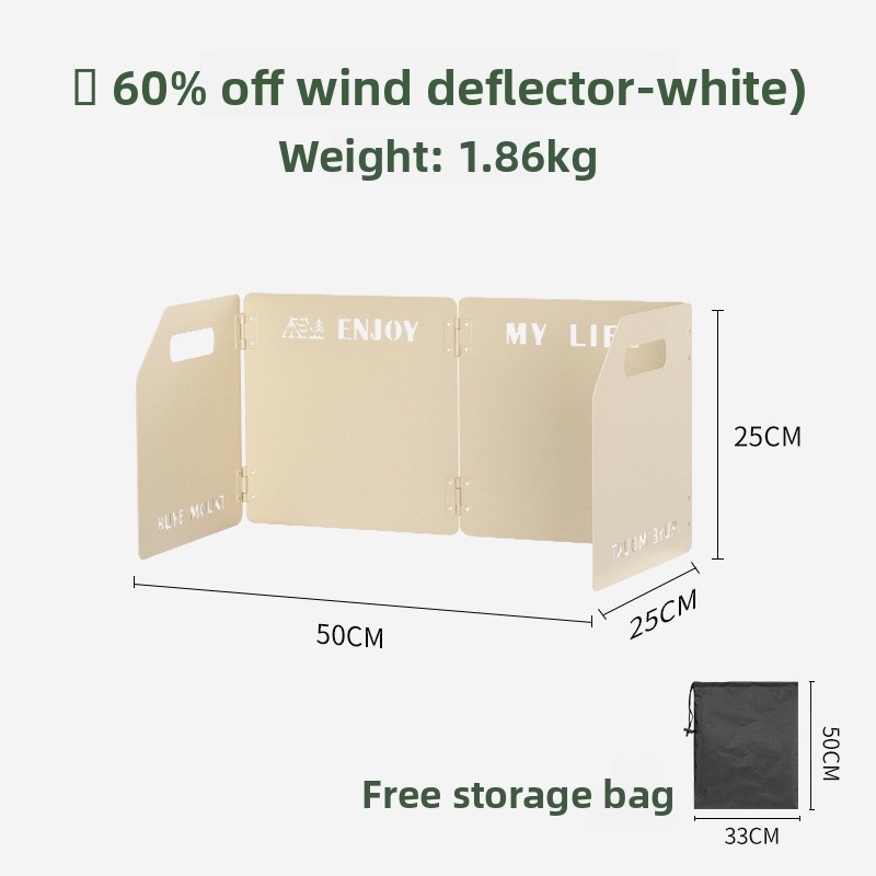 White Heavy-Duty 4-Fold Camping Stove Windshield Portable Steel Wind Deflector — image 1